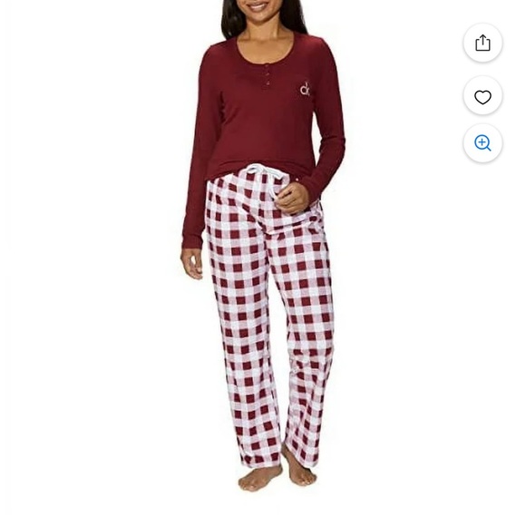 NWT Calvin Klein Women's Burgundy Pajama Set. Size L. Soft and cozy 2 piece set - Picture 1 of 4